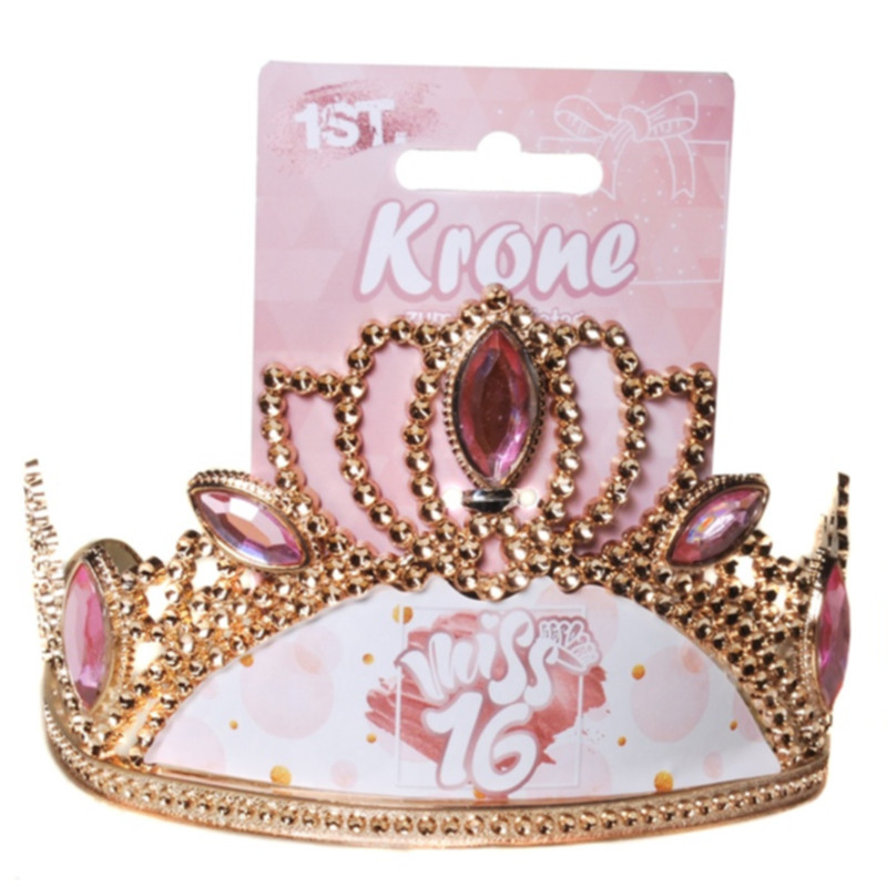 Udo Schmidt Krone Miss 16 Einheitsgröße aus Kunststoff elegante Geburtstagskrone für Teenager